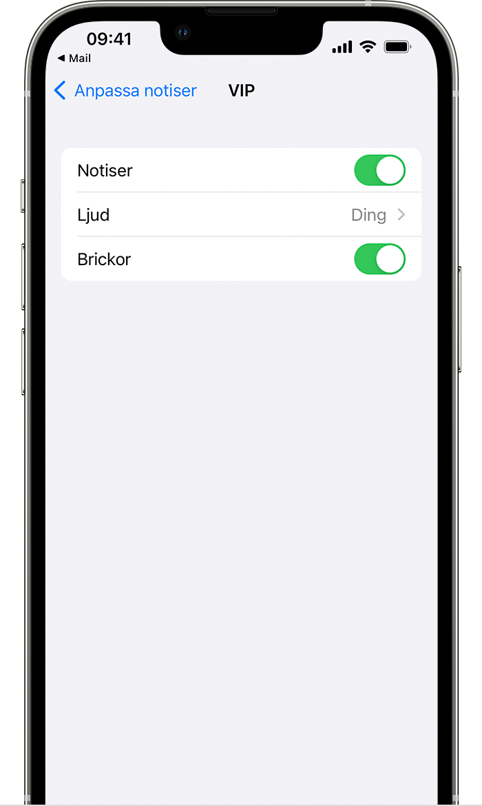 Justera notisinställningarna för VIP-e-postmeddelanden i iOS 15