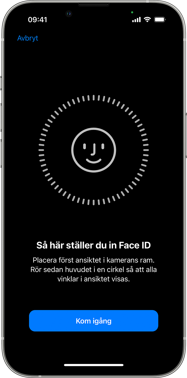 Början av Face ID-inställningsprocessen 
