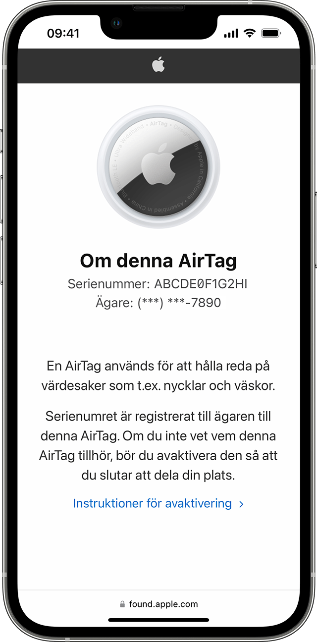 Om denna AirTag-information på iPhone