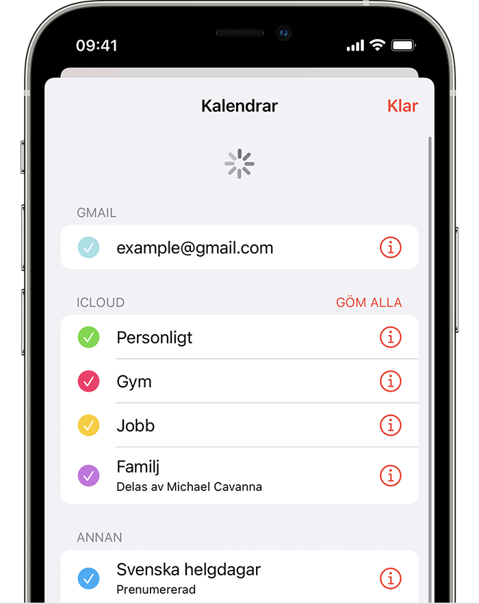 Uppdatera dina iCloud-kalendrar på iPhone