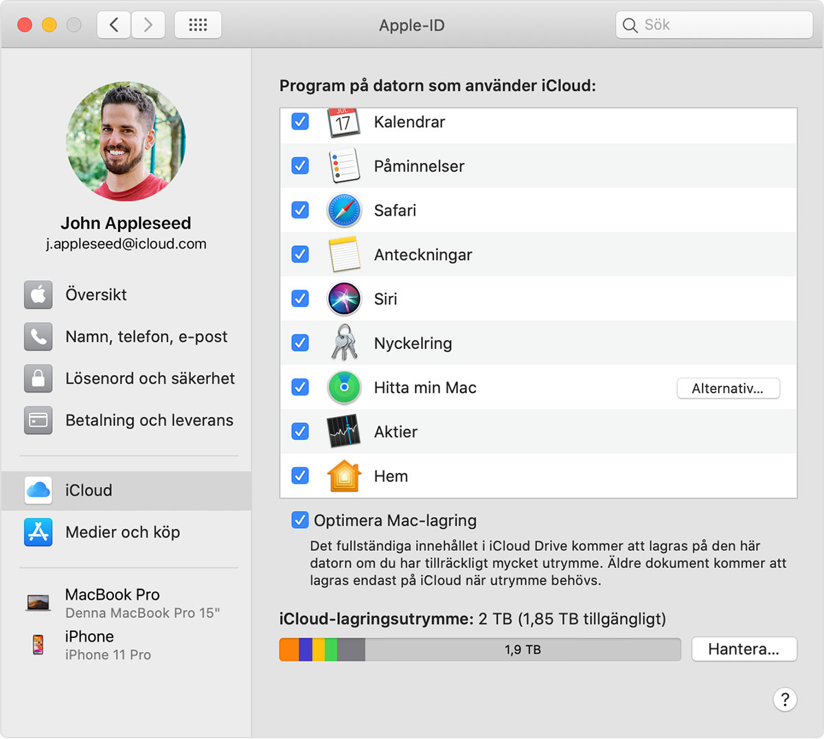 Ändra inställningar för iCloud-funktioner - Apple-support