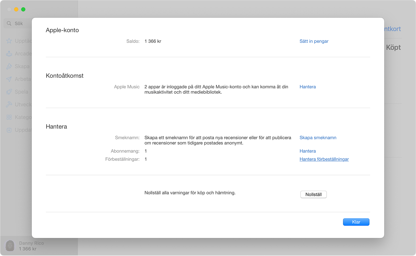 Knappen Manage Pre-Orders (Hantera förbeställningar) i App Store på Mac
