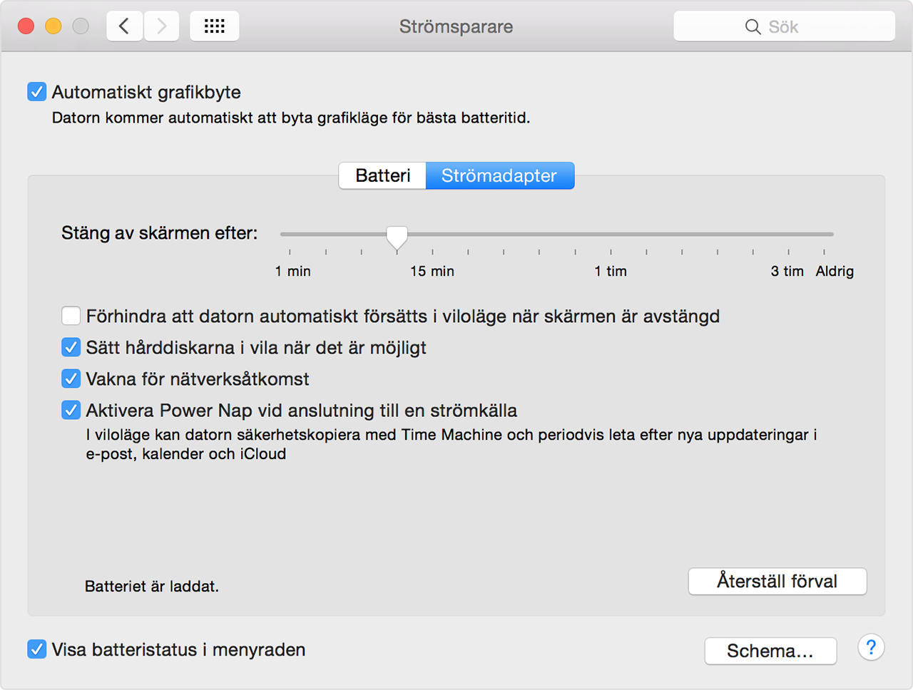 Använda din Macs energisparinställningar - Apple-support