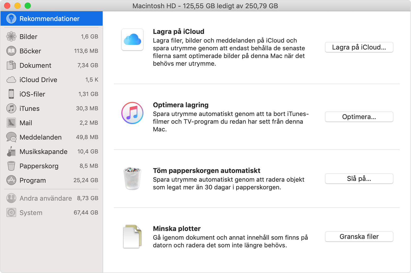 Frigöra lagringsutrymme på din Mac - Apple-support