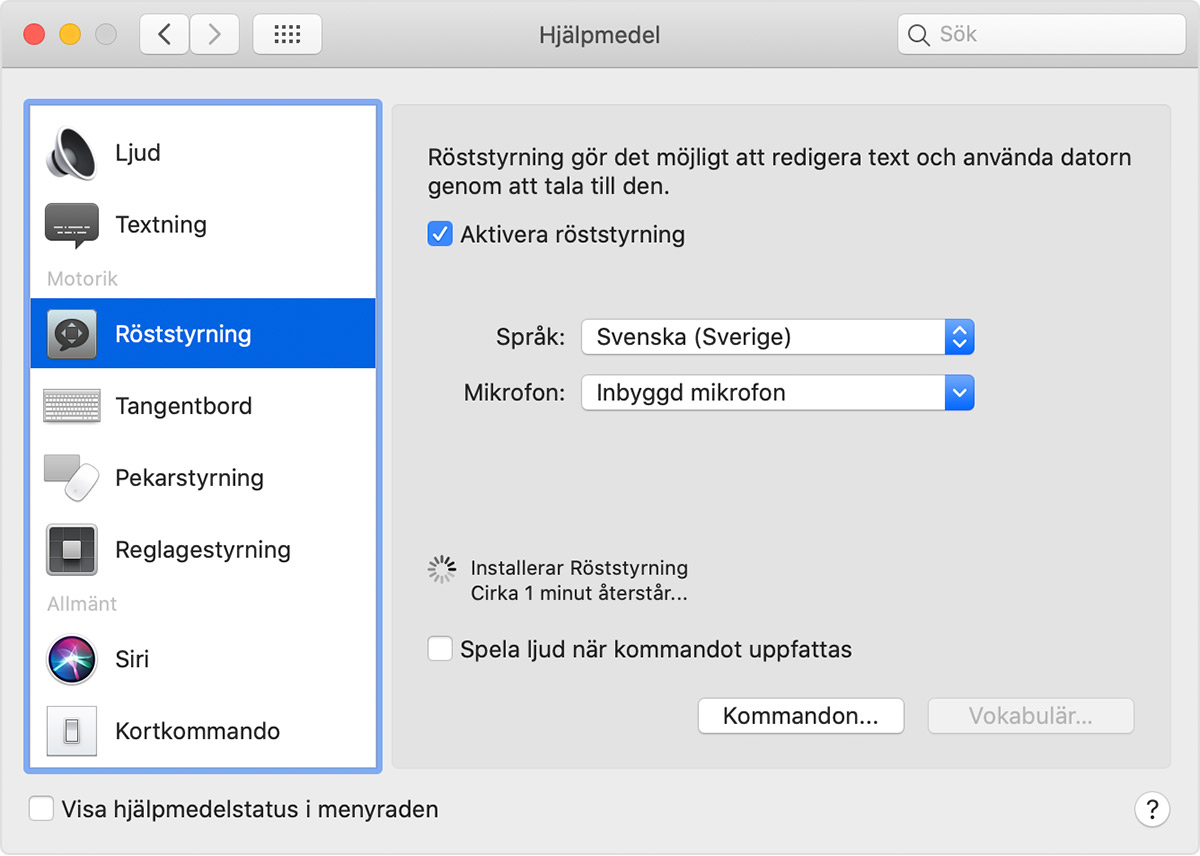Använda Röststyrning på din Mac - Apple-support