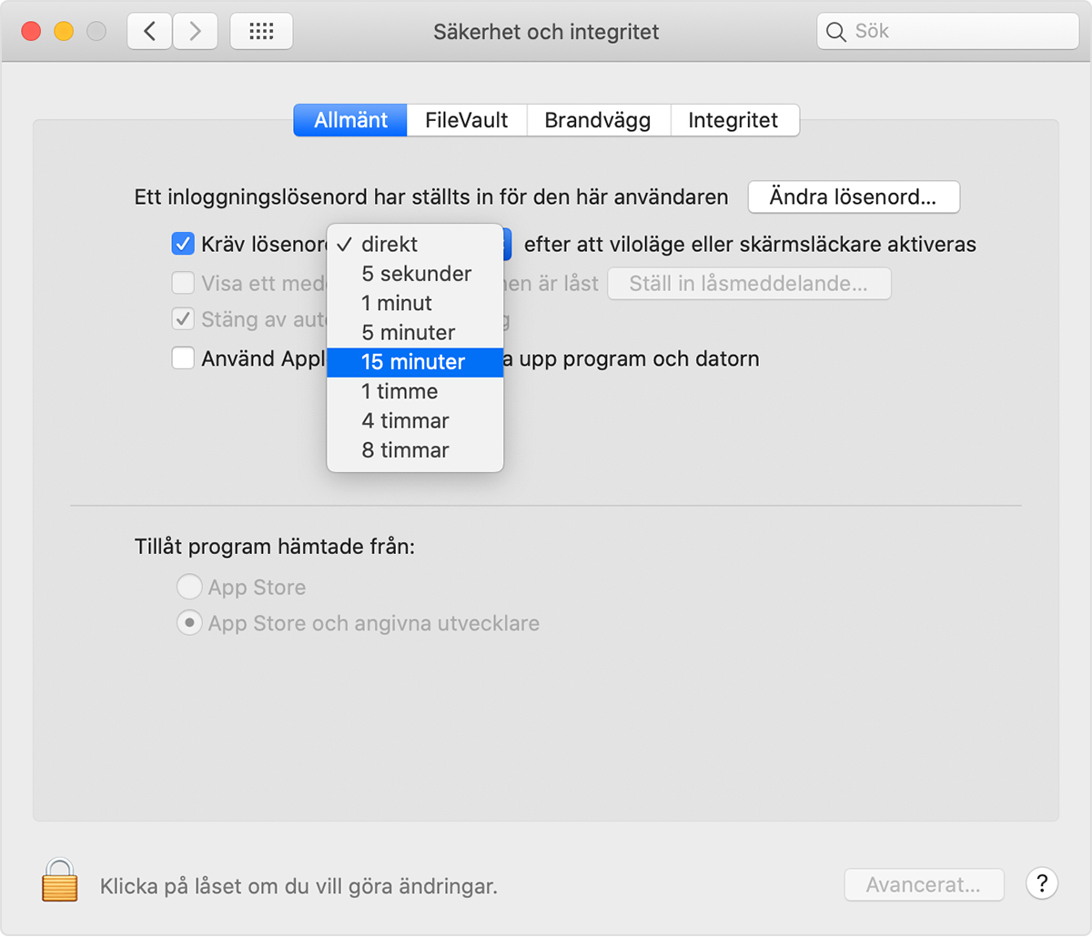 Ange att din Mac ska logga in automatiskt vid start - Apple-support (SE)