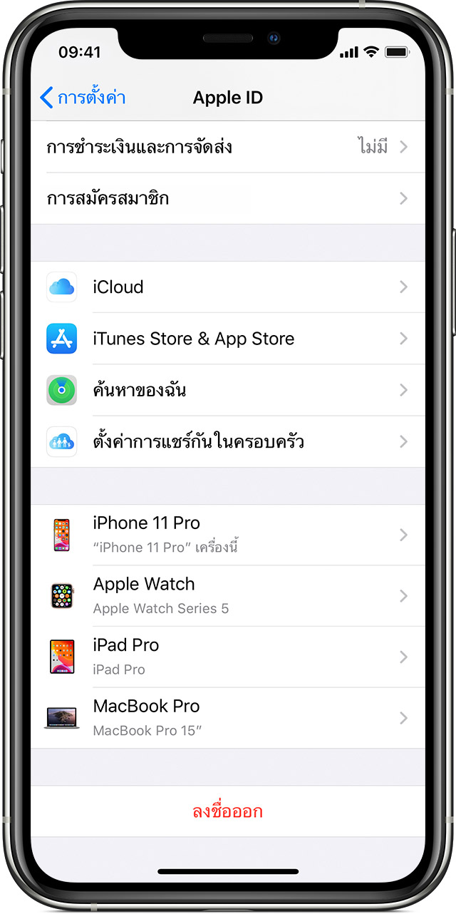 ลงชื่อออกจาก iCloud บน iPhone, iPad, iPod touch, Apple TV หรือ Mac