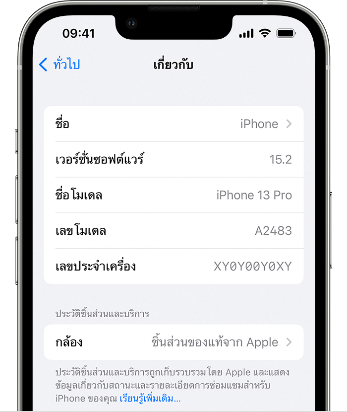 เกี่ยวกับกล้อง iPhone ของแท้ - Apple การสนับสนุน (TH)