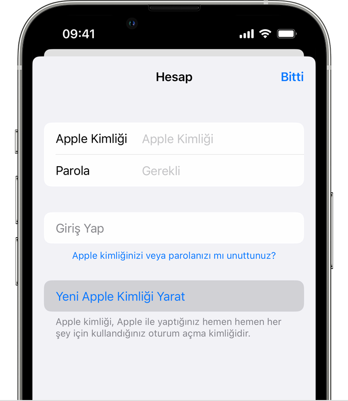 iPhone'daki App Store'da Apple Kimliği oluşturma