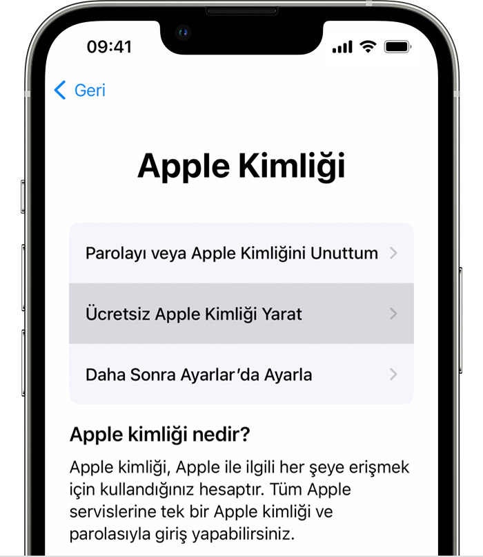 Yeni bir Apple Kimliği oluşturma - Apple Destek (TR)