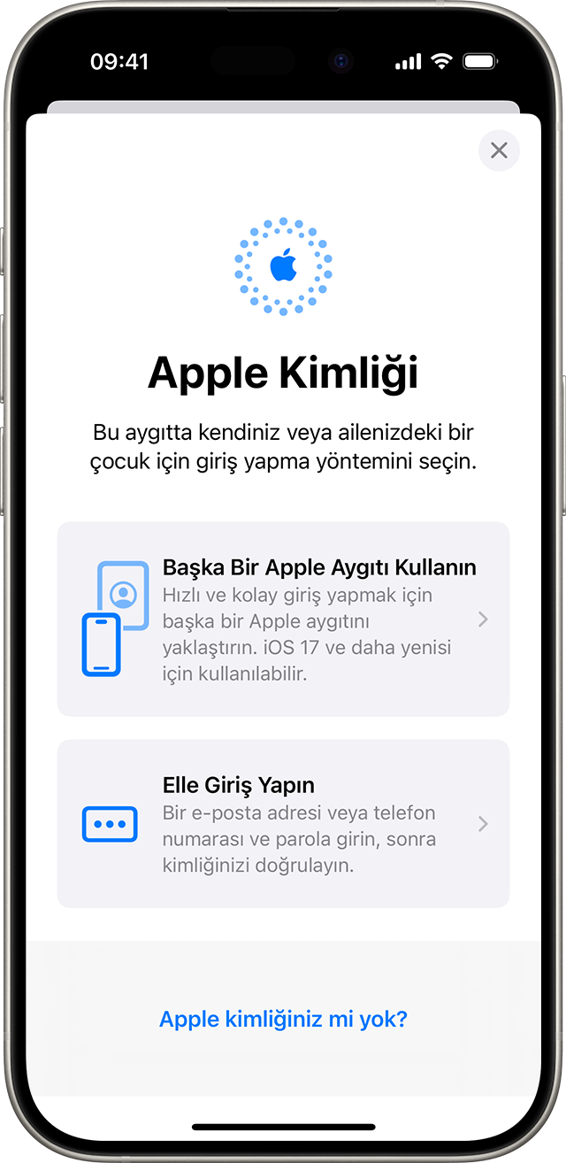 Apple Kimliğinizle giriş yapma - Apple Destek (TR)