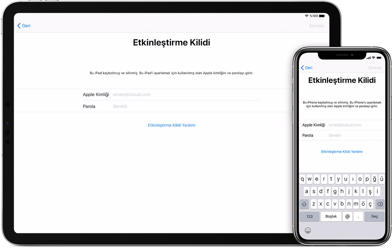 iPad ve iPhone'daki Etkinleştirme Kilidi