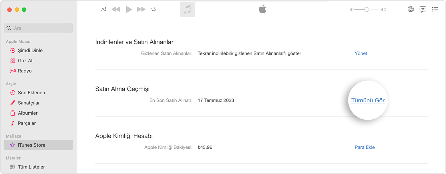 App Store ve diğer Apple medya hizmetlerindeki satın alma geçmişinizi  görüntüleme - Apple Destek (TR)