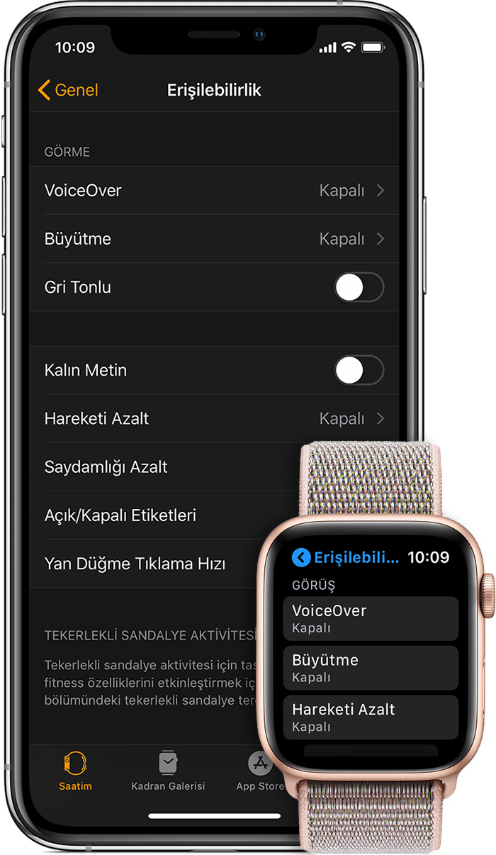 iPhone ve Apple Watch'taki Erişilebilirlik ayarları