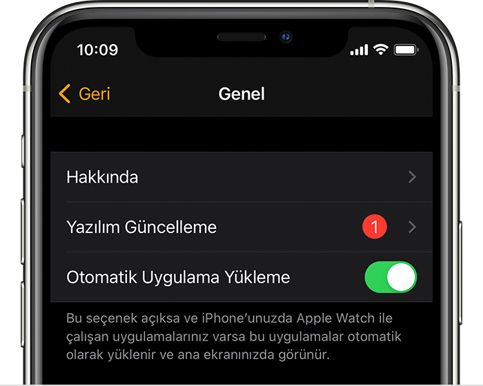 Apple Watch için kullanılabilir bir yazılım güncellemesini gösteren iPhone ekranı