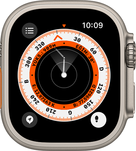 Geriye Dönüş özelliği kullanılarak adımların izlendiğini gösteren Apple Watch