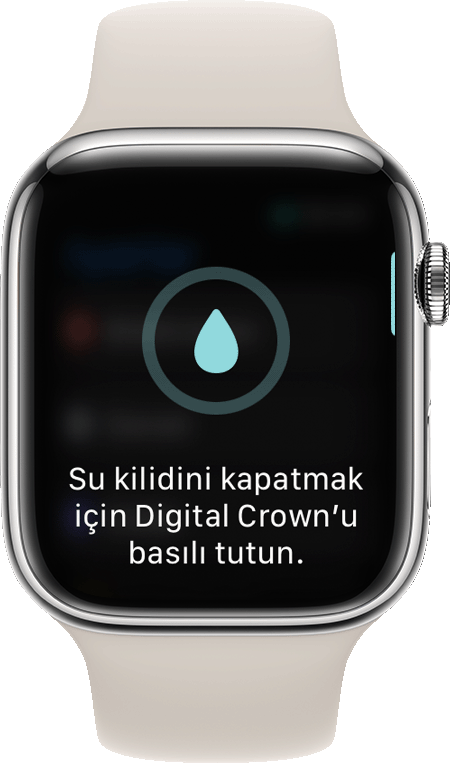 Apple Watch ekranındaki su kilidini kapatma istemi