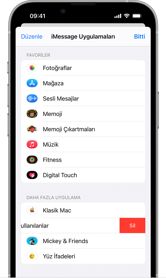 iMessage uygulamalarının nasıl silineceğinin göründüğü iPhone