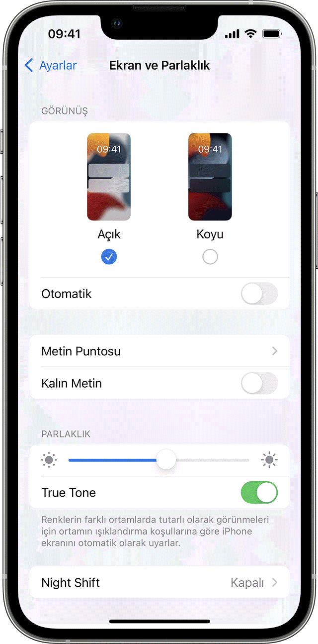 iPhone ve iPad'inizde Koyu Mod'u kullanma - Apple Destek (TR)