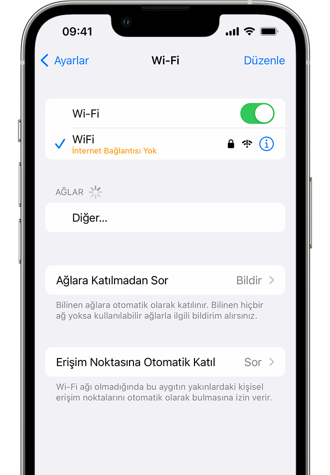 iPhone veya iPad'iniz bir Wi-Fi ağına bağlanmıyorsa - Apple Destek (TR)