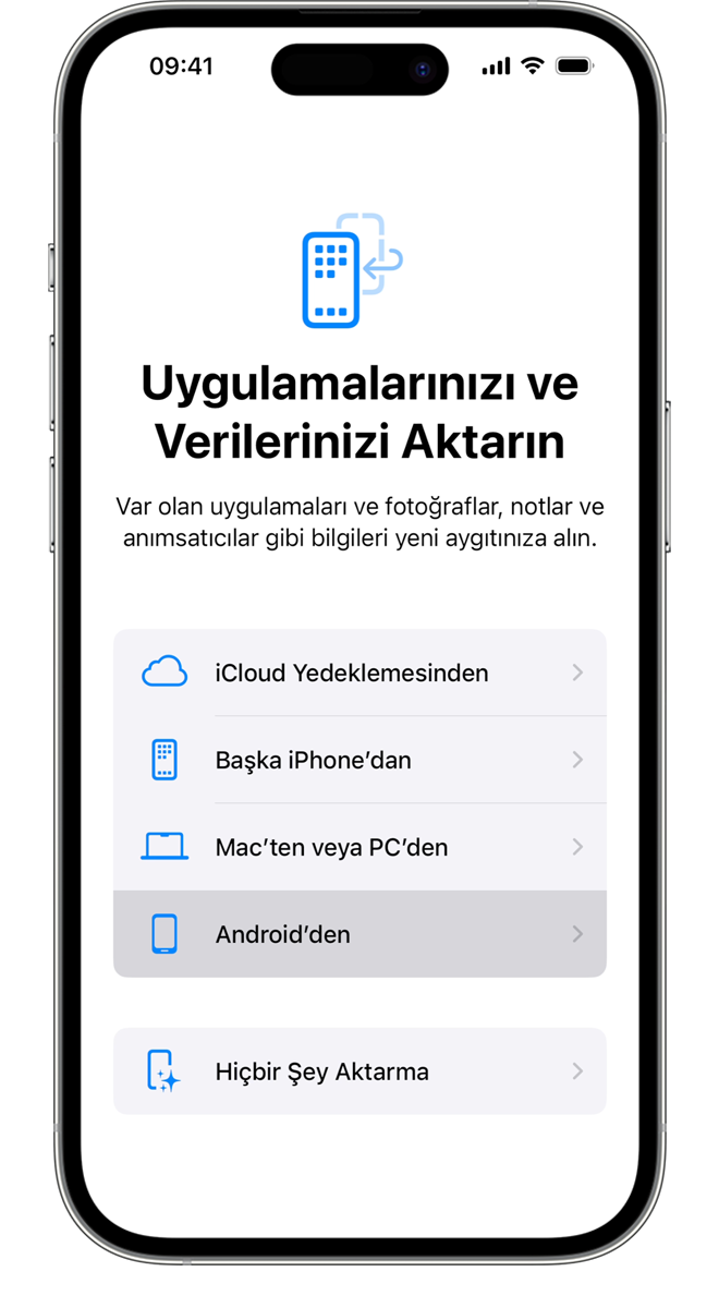 Android'den iPhone veya iPad'e geçiş yapma - Apple Destek (TR)