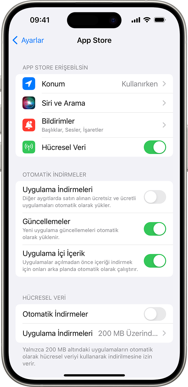 Apple aygıtınızdaki uygulamaları elle güncelleme - Apple Destek (TR)
