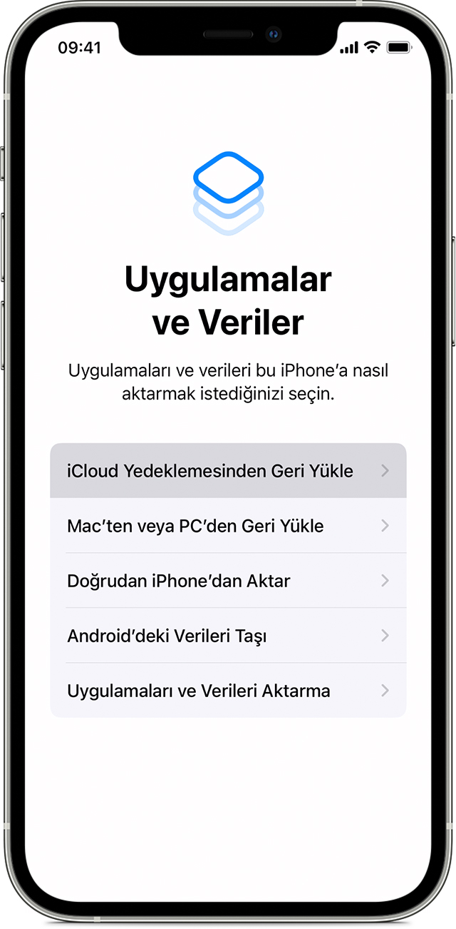 Önceki iOS veya iPadOS aygıtınızdaki verileri yeni iPhone, iPad veya iPod  touch'ınıza aktarmak için iCloud'u kullanma - Apple Destek (TR)