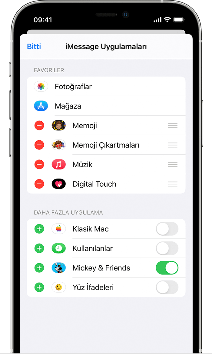 iMessage uygulamalarının nasıl kaldırılacağı veya ekleneceğinin göründüğü iPhone