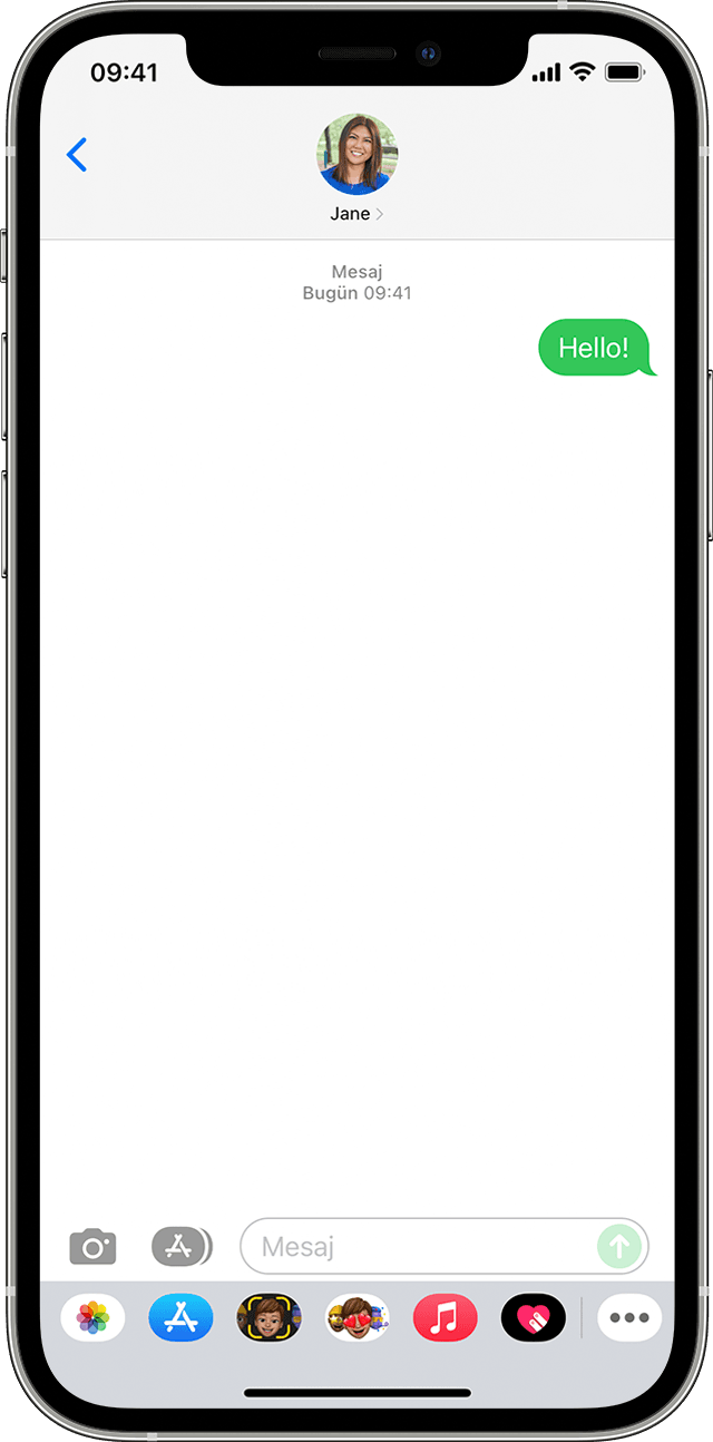 iPhone'daki Mesajlar'da yeşil mesaj balonu