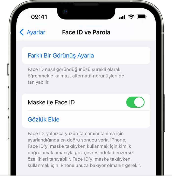 kanepe Dikkatsizlik karartmak  iPhone 12 ve sonraki modellerde maske takarken Face ID'yi kullanma - Apple  Destek (TR)
