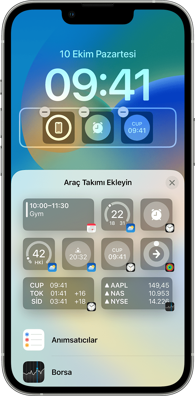 Araç takımlarını iPhone'unuza ekleme ve düzenleme - Apple Destek (TR)