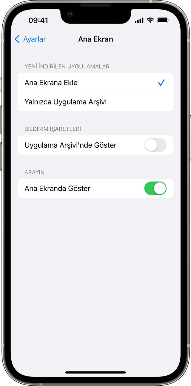 Uygulamaların indirileceği yerin nasıl değiştirileceğini gösteren iPhone ekranı