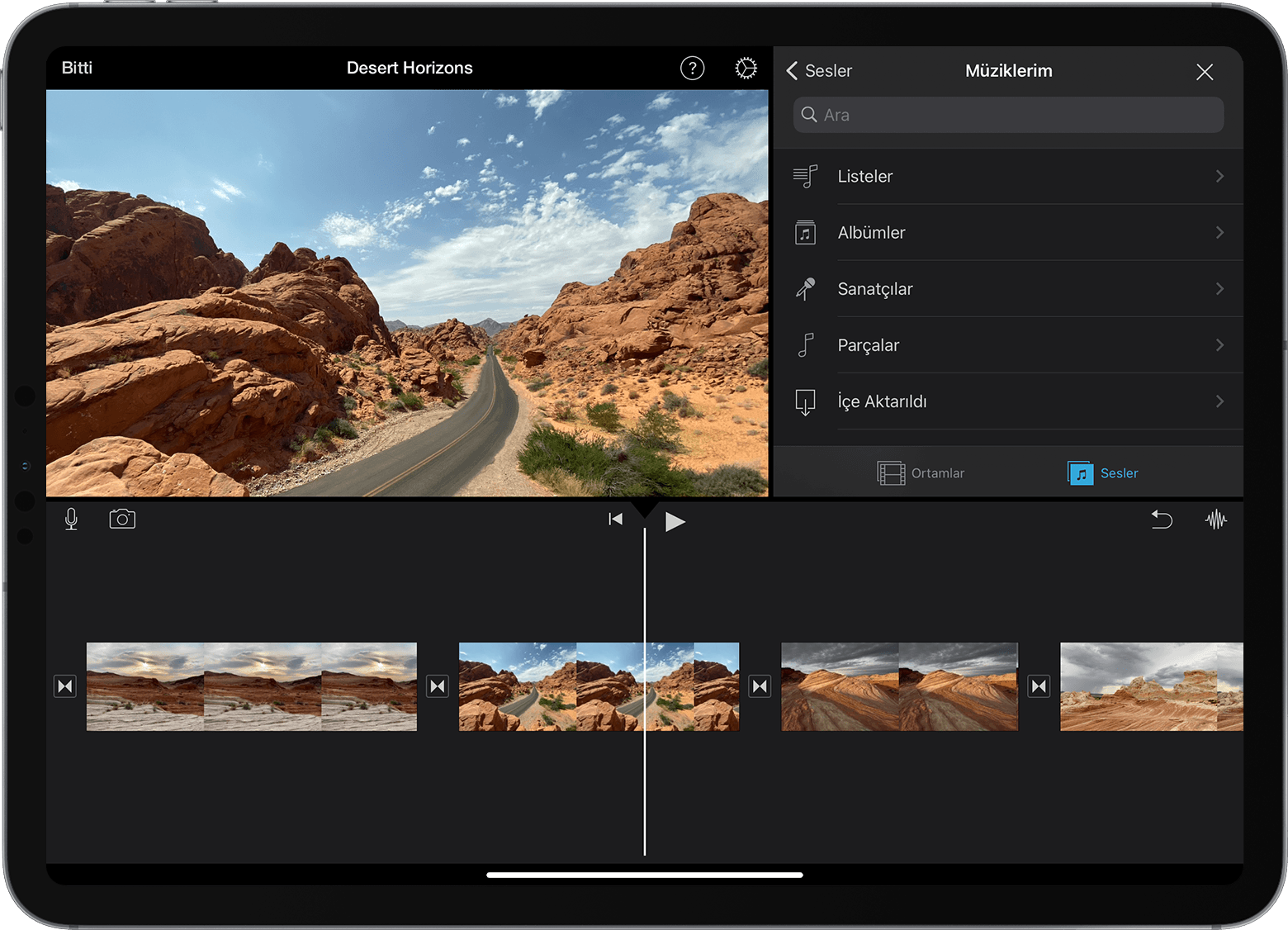 iMovie projenize parça ve başka ses dosyaları ekleme - Apple Destek (TR)