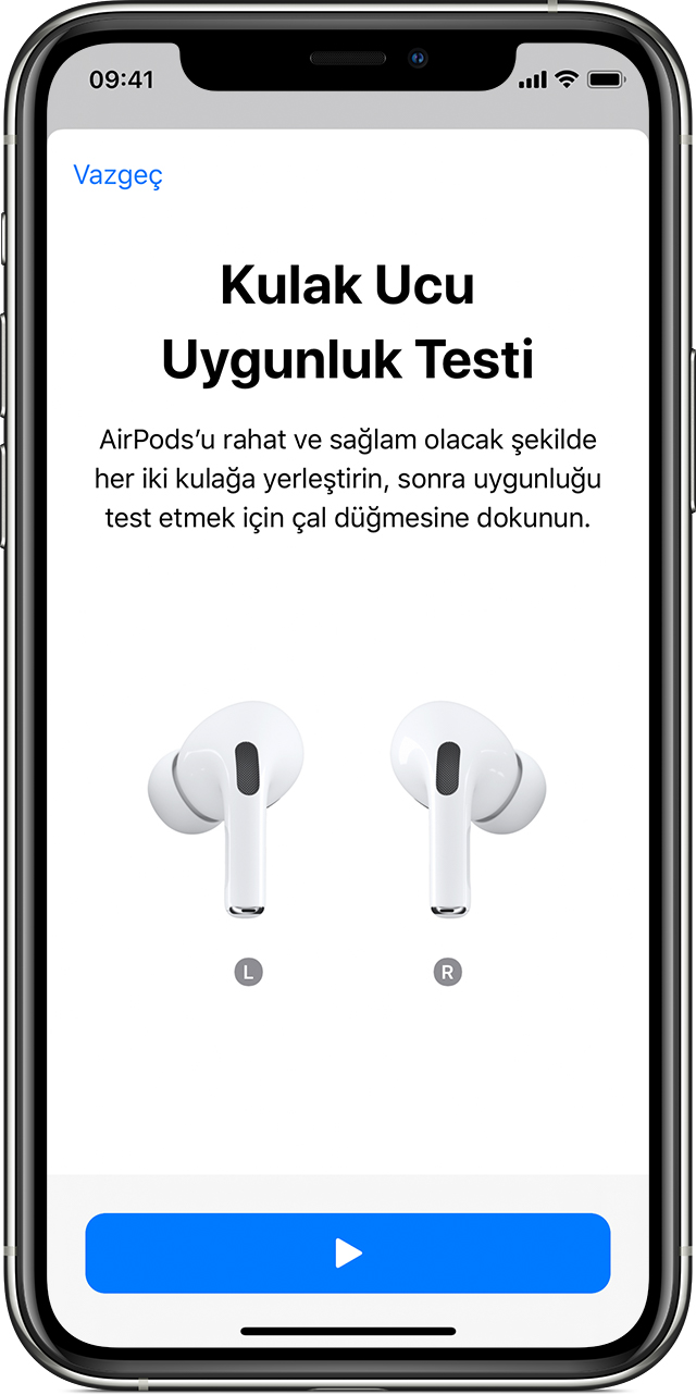 Airpods Pro Kulaklik Uclarinizi Secme Ve Kulaklik Ucu Uyum Testi Ni Kullanma Apple Destek Tr
