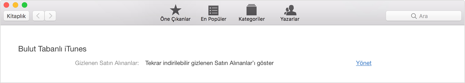 iTunes Store, App Store veya iBooks Store satın almalarını gizleme ve