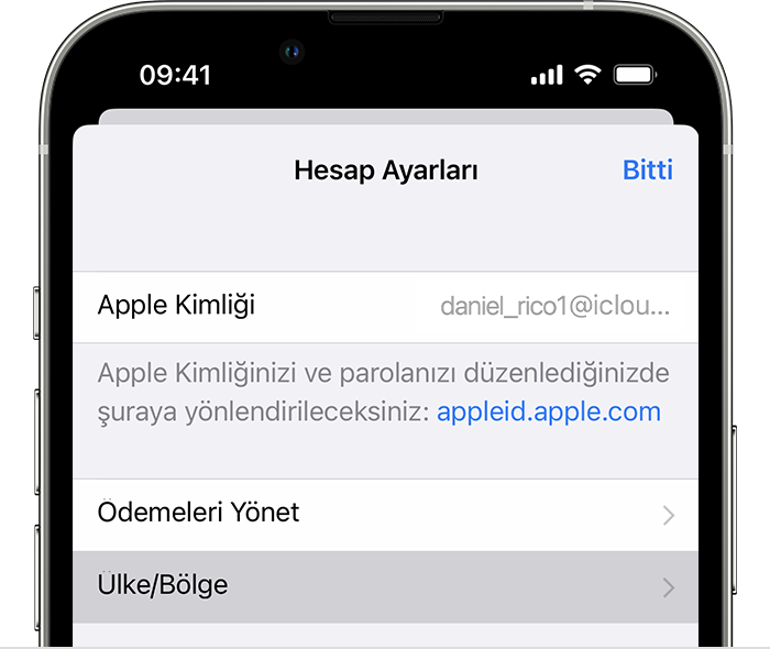 Apple Kimliği ülkenizi veya bölgenizi değiştirme - Apple Destek (TR)