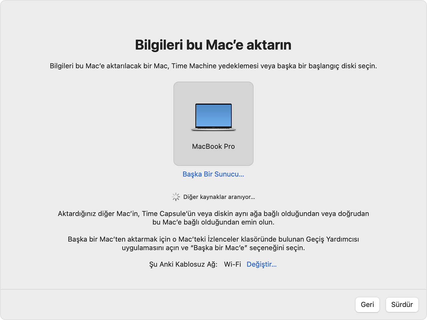 Geçiş Yardımcısı ile yeni bir Mac'e aktarma - Apple Destek (TR)