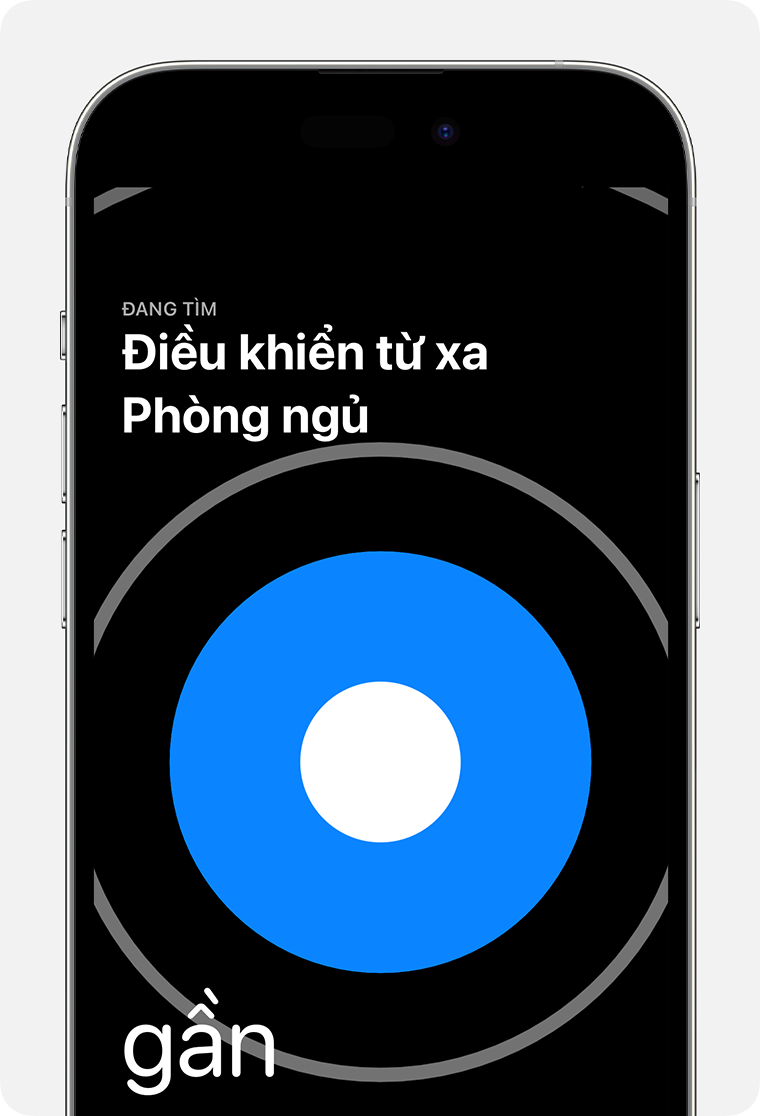Một vòng tròn lớn màu xanh lam xuất hiện trên màn hình iPhone, kèm theo chữ 