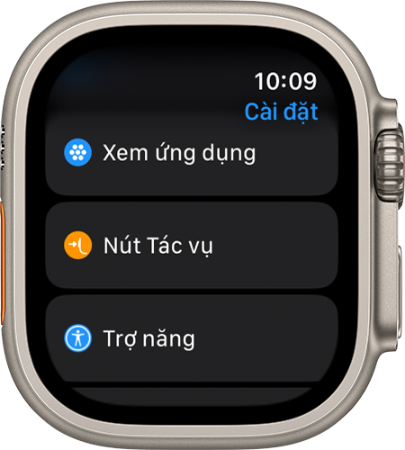 Apple Watch Ultra hiển thị ứng dụng Cài đặt