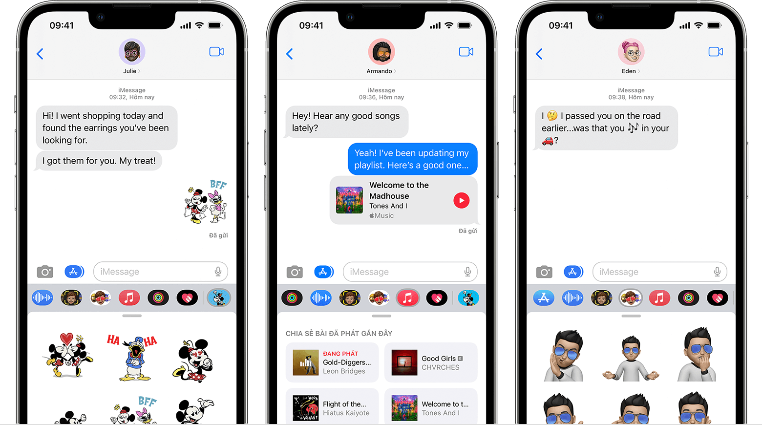 iPhone hiển thị các ứng dụng cho iMessage trong cuộc hội thoại tin nhắn