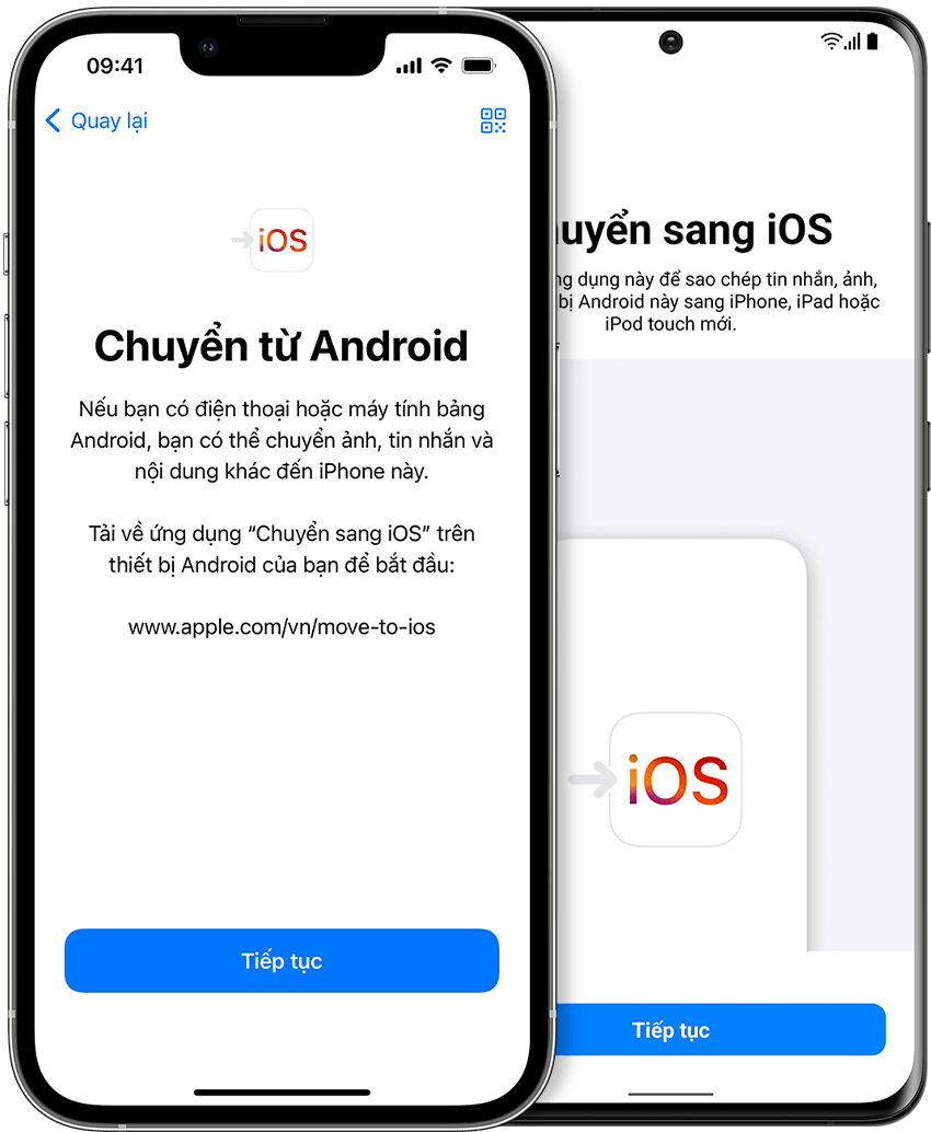 màn hình hiển thị ứng dụng Chuyển sang iOS trên iPhone và Android