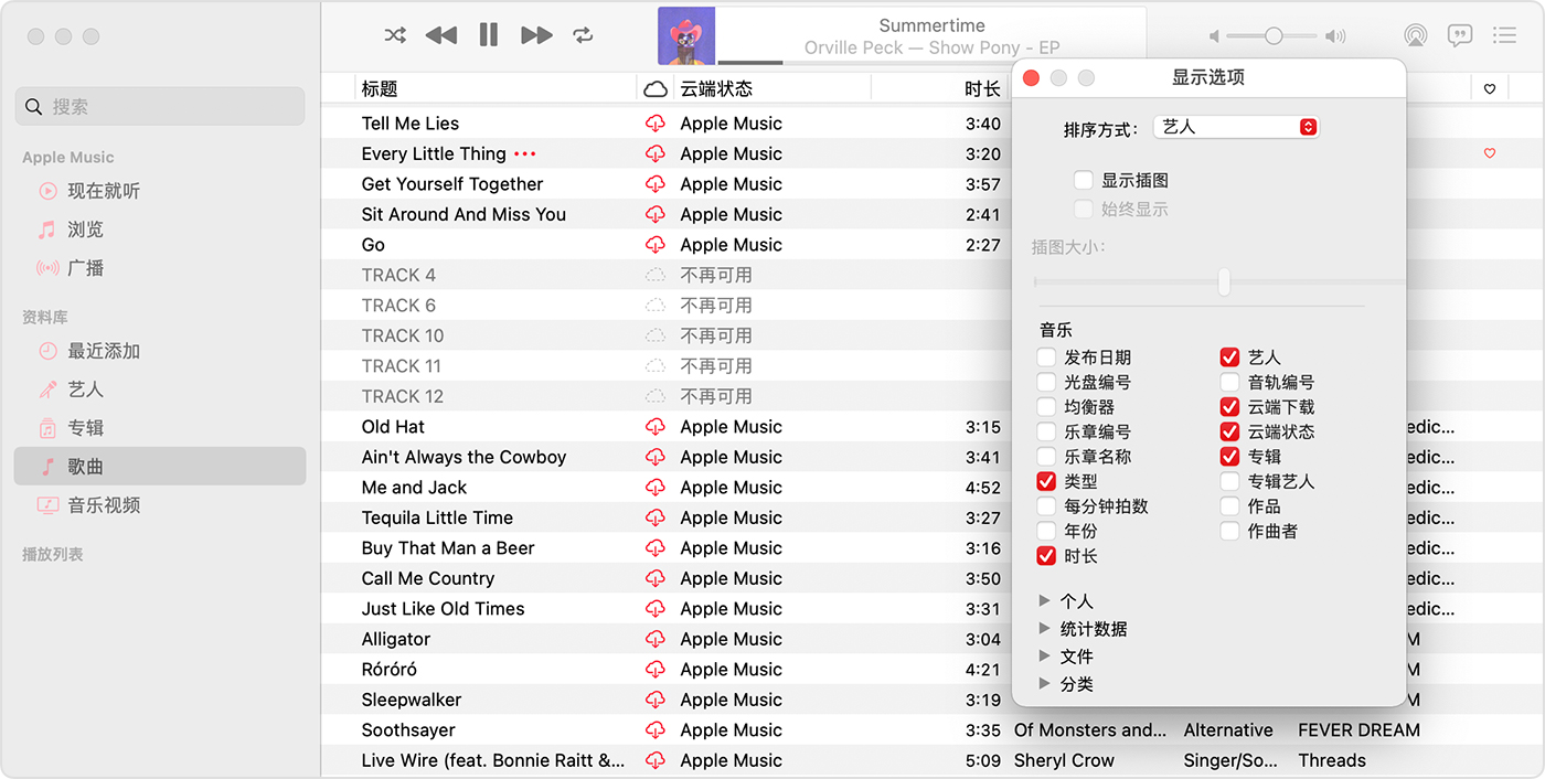识别mac 或pc 上音乐资料库中的云状态图标 官方apple 支持 中国