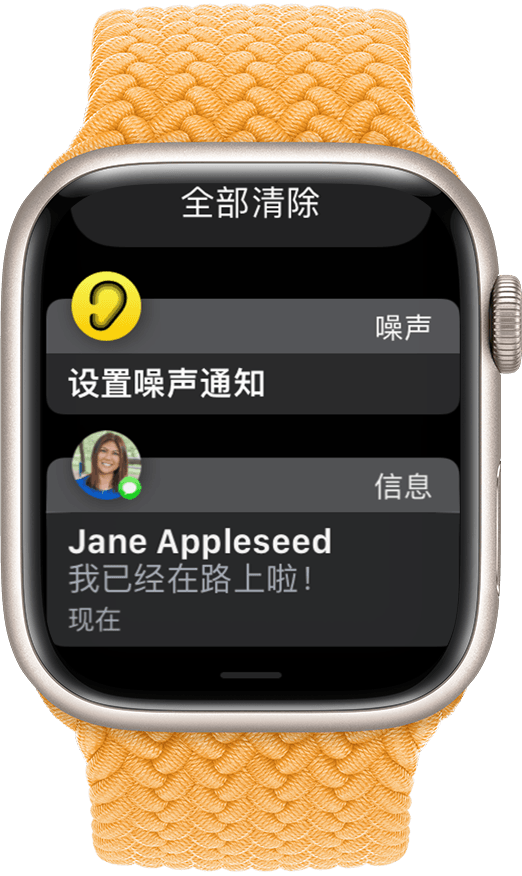Apple Watch 上显示了两个通知