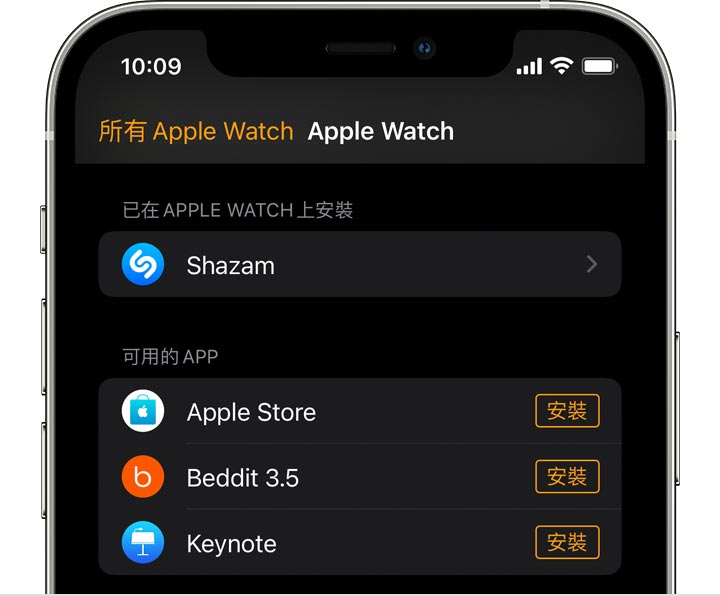 iPhone 畫面顯示 Watch app