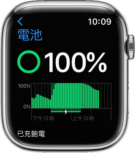 Apple Watch 顯示「設定」App 中的充電詳細資訊